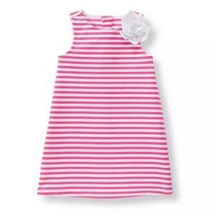 Janie and Jack Paradise Pink White Stripe Ponte Sleeveless Spring Dress 6